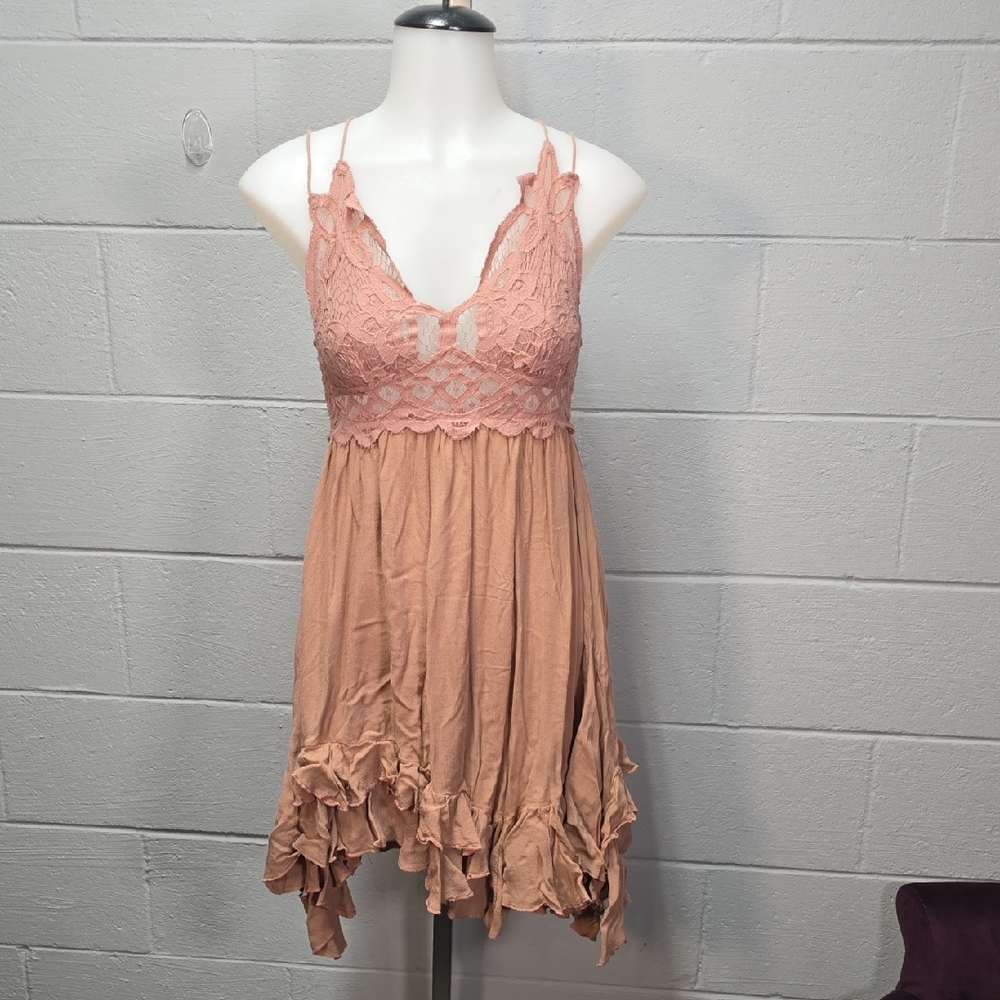 Elegant Pink Free People Lace Dress - Picture 2 of 10